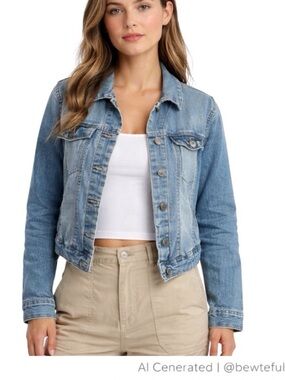 Vero Moda Denim Jacket L | Y2K Faded Trucker Blue Jean